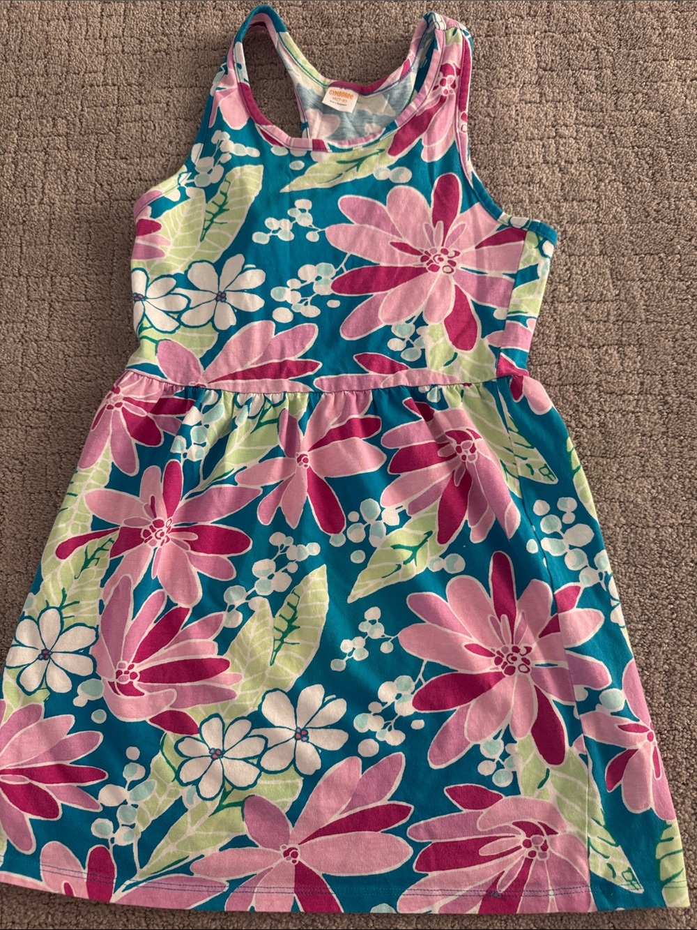 Gymboree Girls Floral Tank Dress - Teal & Pink
